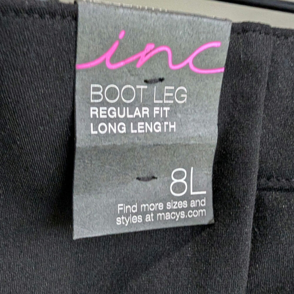 NWT INC International Concepts Black Boot Leg Regular Fit Pants Size 8 Long - Picture 5 of 6